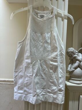 Athleta White Crochet Mesh Tank Top